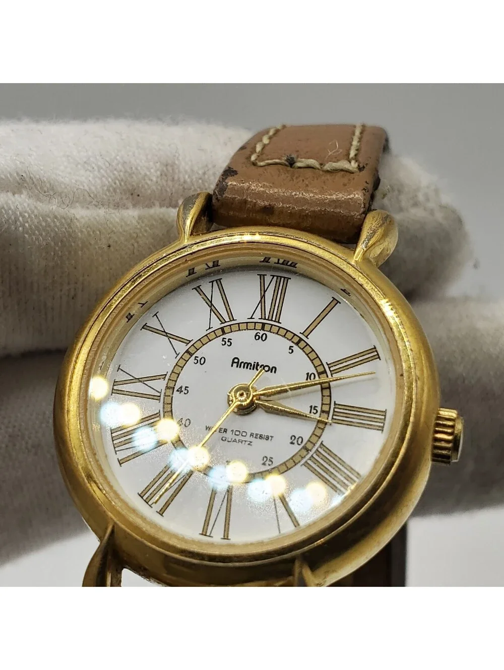 Vintage Armitron Womens Watch 24mm White Dial Roman Numerals New Battery